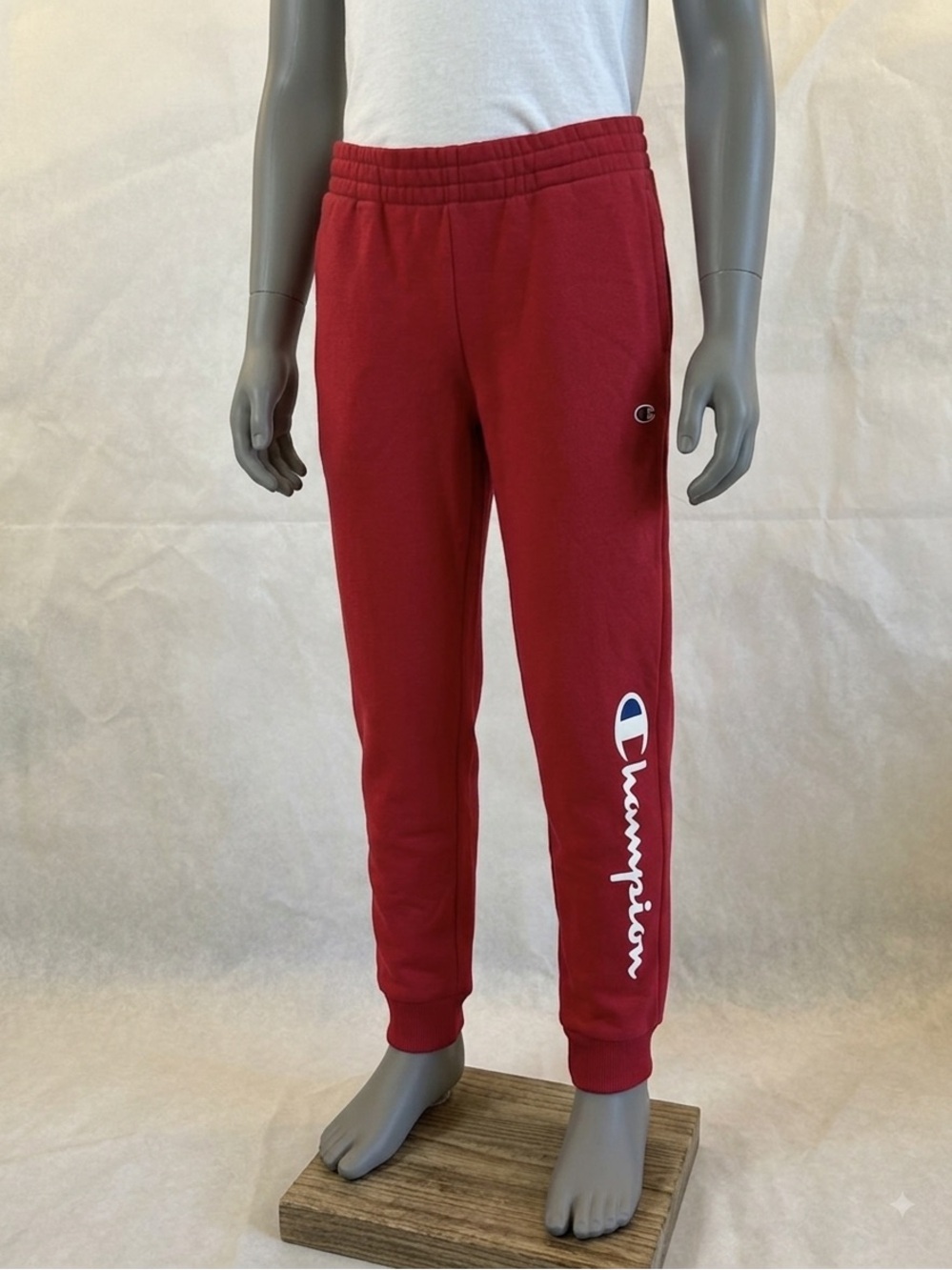 Champion Red Logo Side-Print Jogger Sweatpants